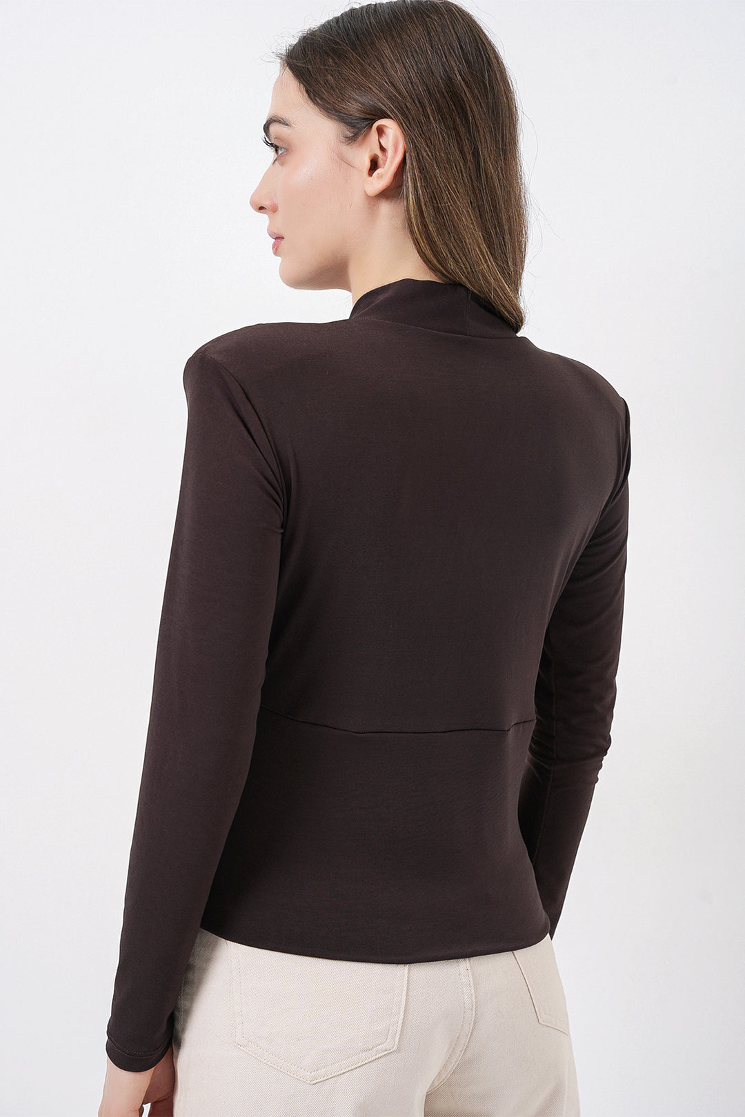 Bigdart Blouse Croisée à Épaules Rembourrées Femme 942 - Marron