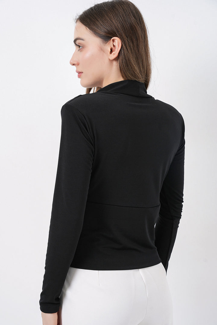 Bigdart Blouse Croisée à Épaules Rembourrées Femme 942 - Noir