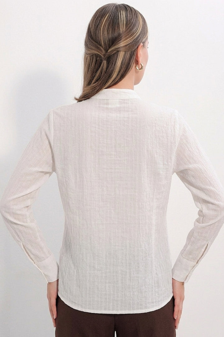 Bigdart Chemise rayée à nouer devant pour femme 20404 - Blanc