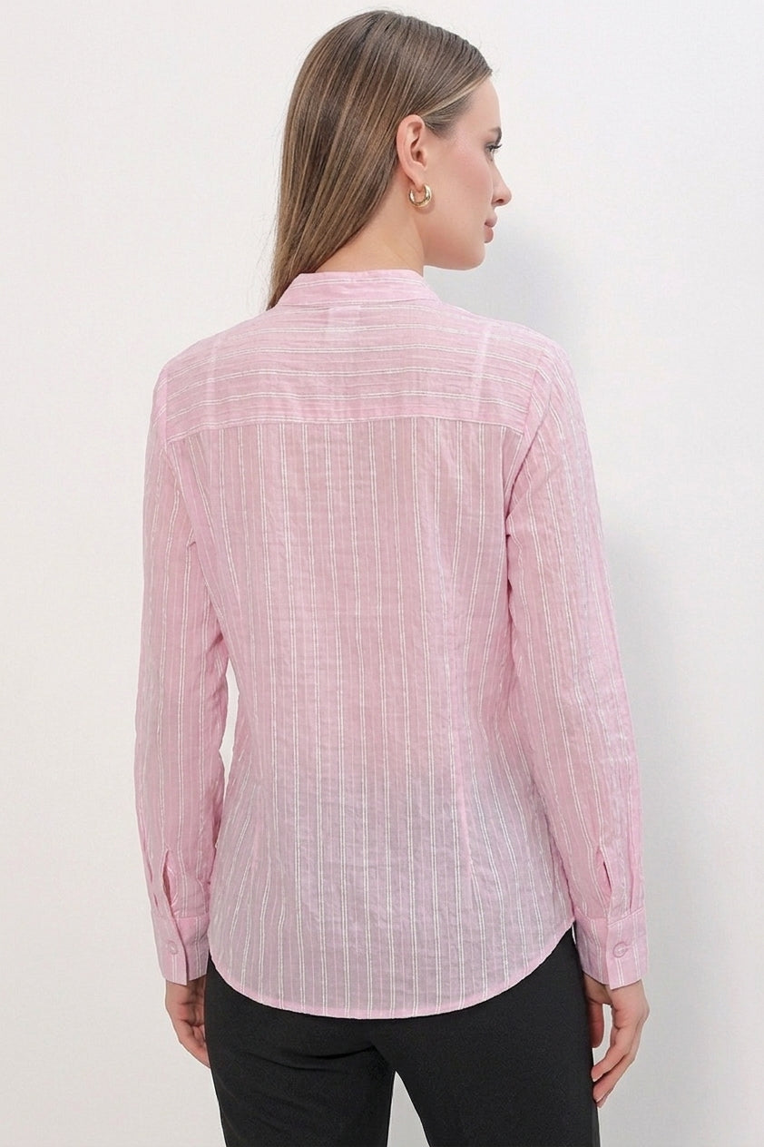 Bigdart Chemise rayée à nouer devant pour femme 20404 - Rose