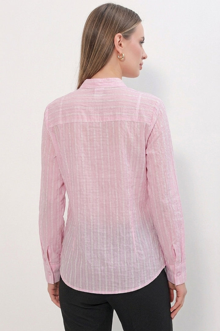 Bigdart Chemise rayée à nouer devant pour femme 20404 - Rose