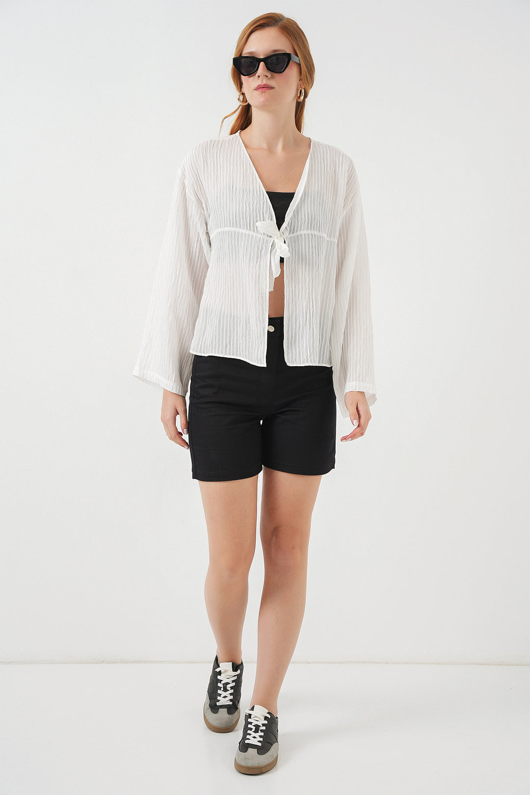 Bigdart Blouse à lacets à l'avant pour femmes 952 - Blanc