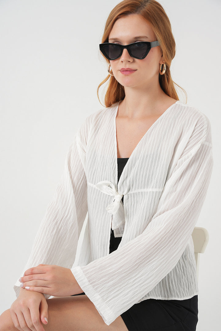 Bigdart Blouse à lacets à l'avant pour femmes 952 - Blanc
