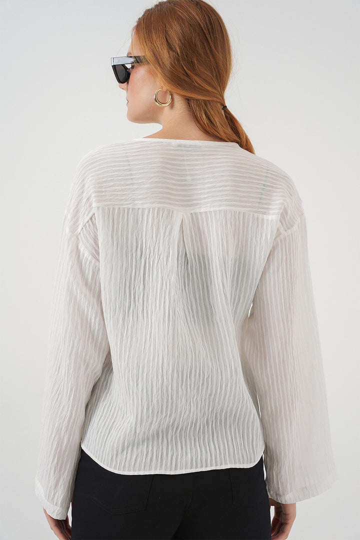 Bigdart Blouse à lacets à l'avant pour femmes 952 - Blanc