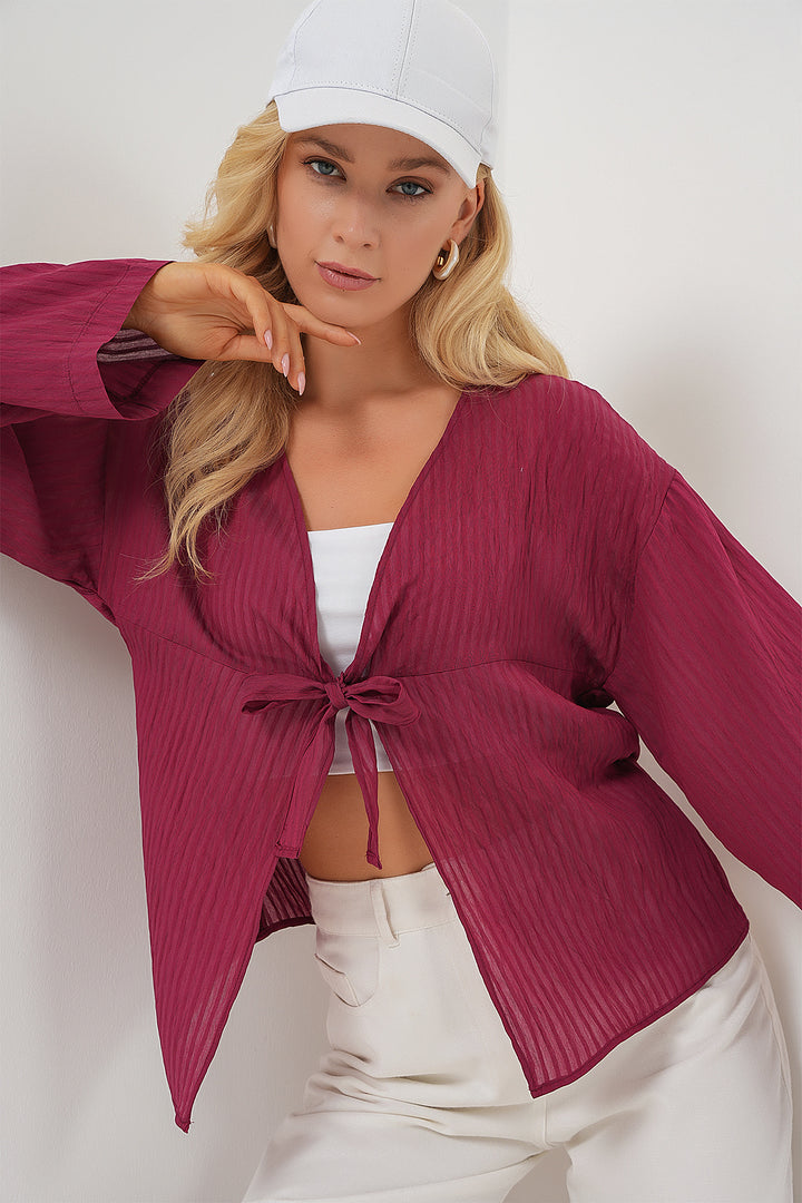 Bigdart Blouse à lacets pour femmes 952 - Bordeaux