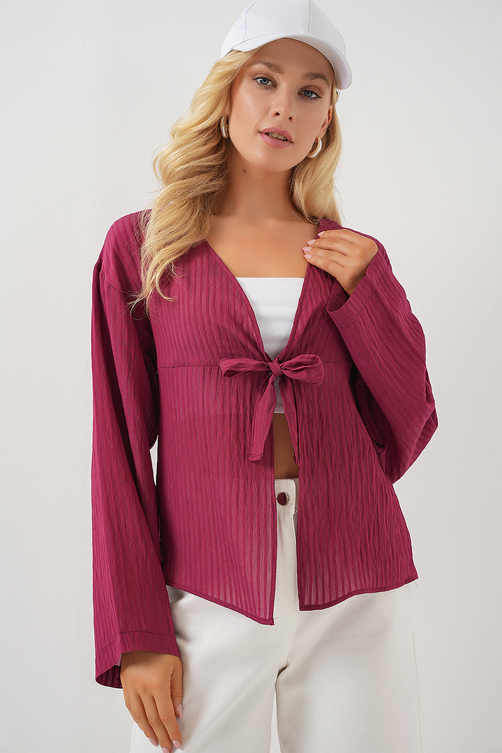 Bigdart Blouse à lacets pour femmes 952 - Bordeaux
