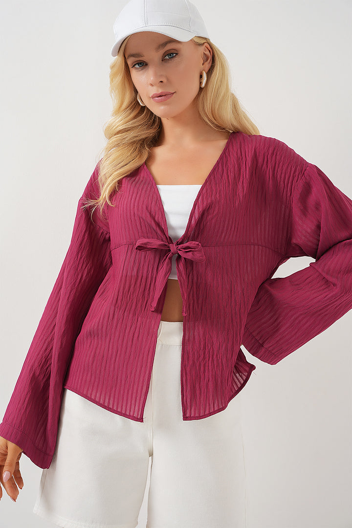 Bigdart Blouse à lacets pour femmes 952 - Bordeaux