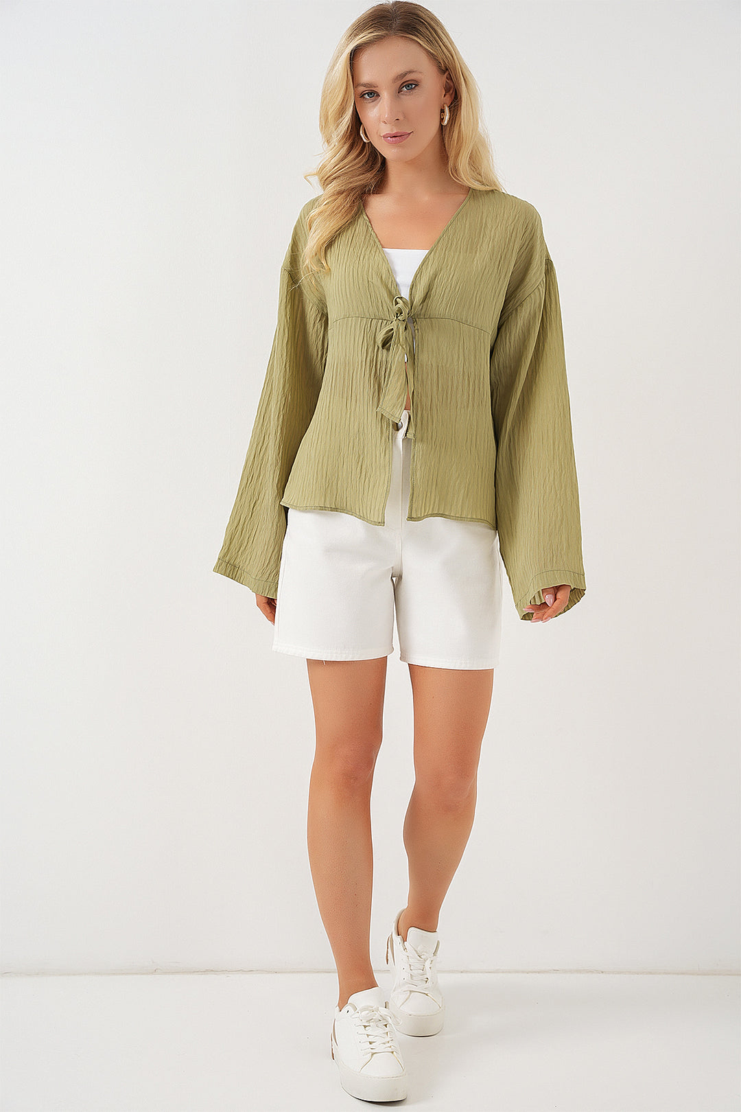 Bigdart Blouse à lacets pour femmes 952 - Vert sauge
