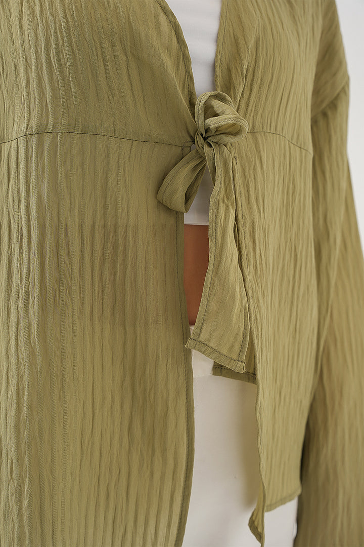 Bigdart Blouse à lacets pour femmes 952 - Vert sauge