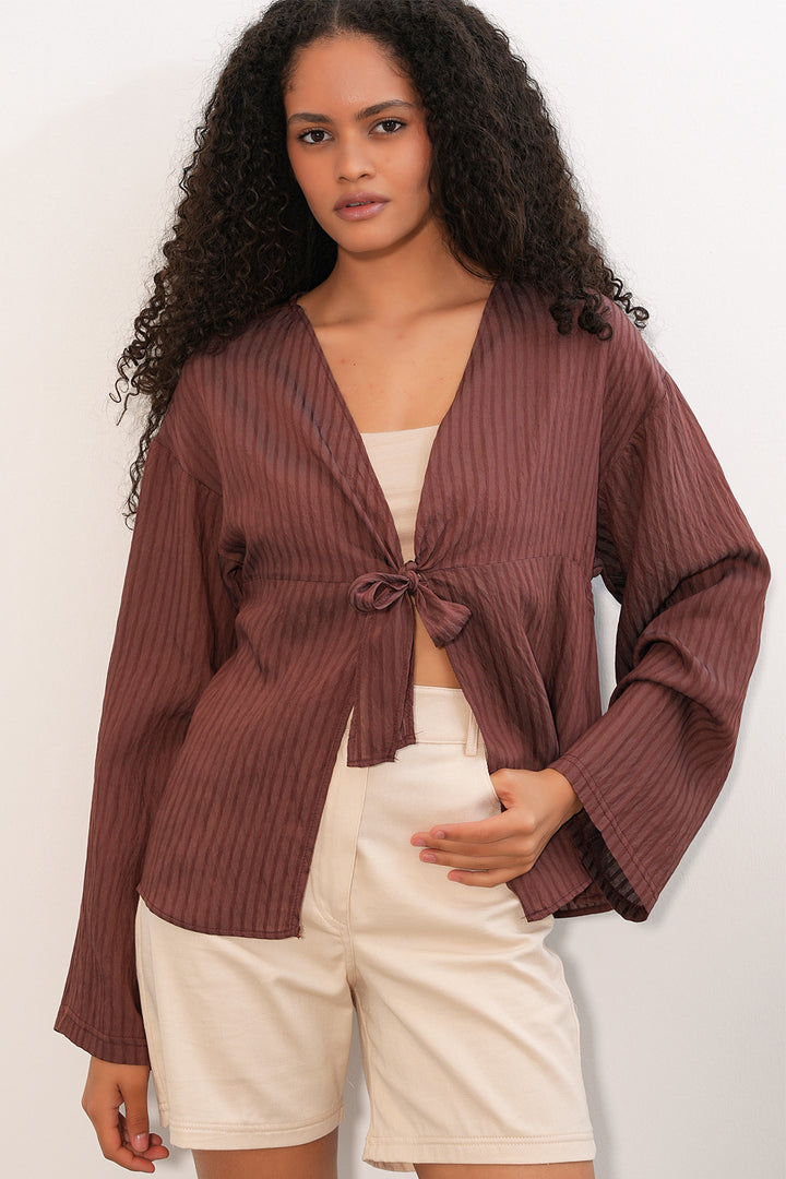 Bigdart Blouse à lacets pour femme 952 - Marron