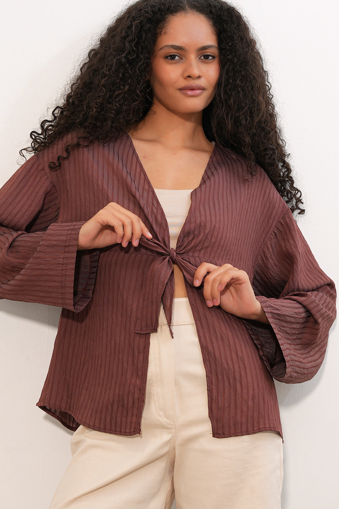 Bigdart Blouse à lacets pour femme 952 - Marron