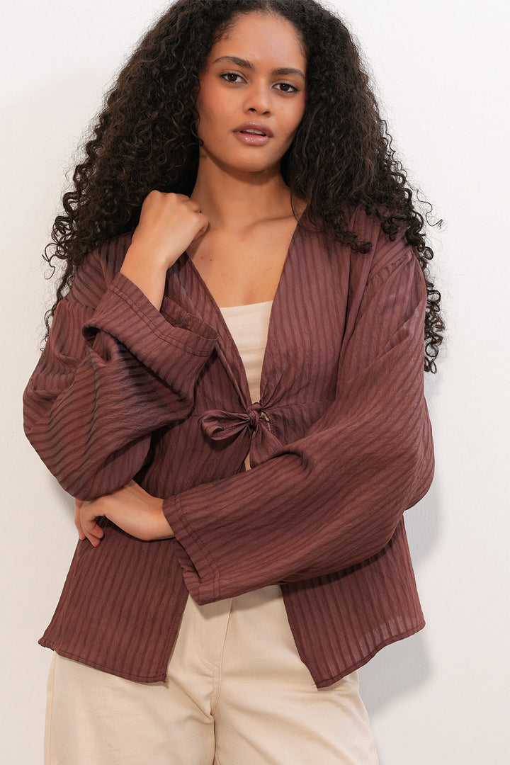Bigdart Blouse à lacets pour femme 952 - Marron