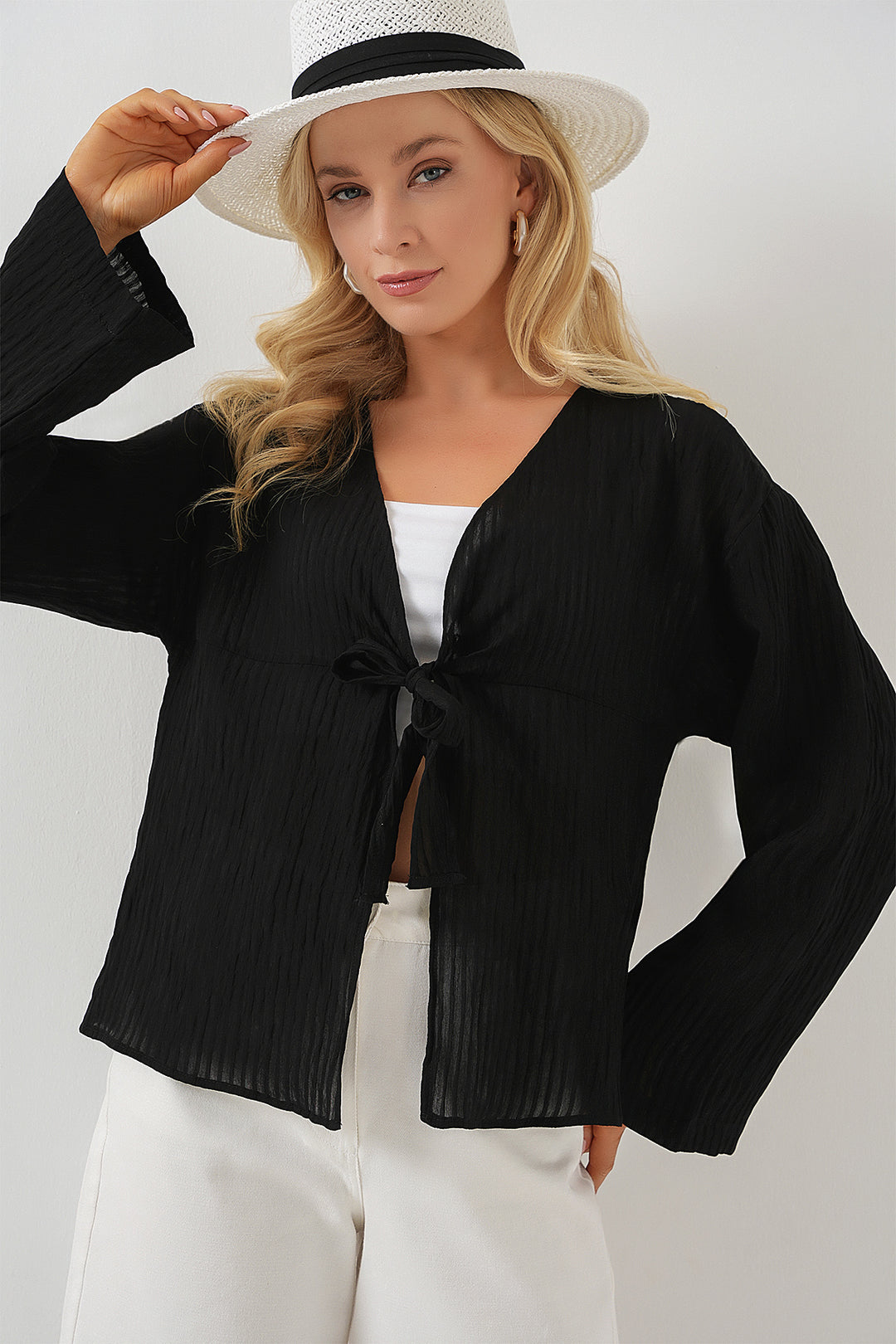 Bigdart Blouse à lacets pour femmes 952 - Noir