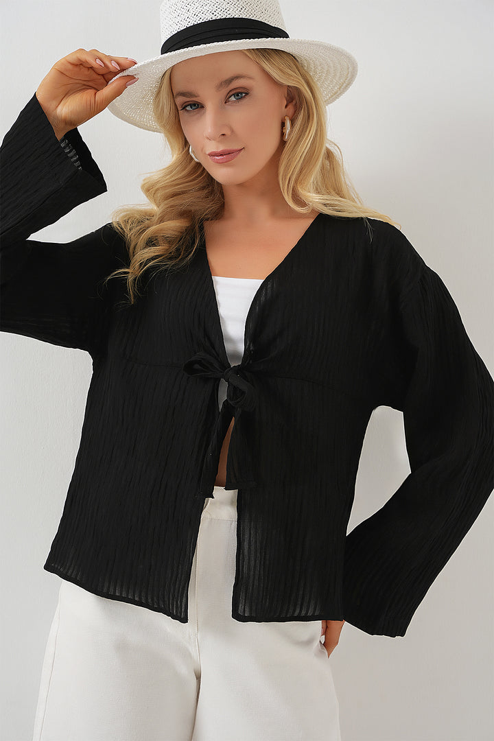 Bigdart Blouse à lacets pour femmes 952 - Noir