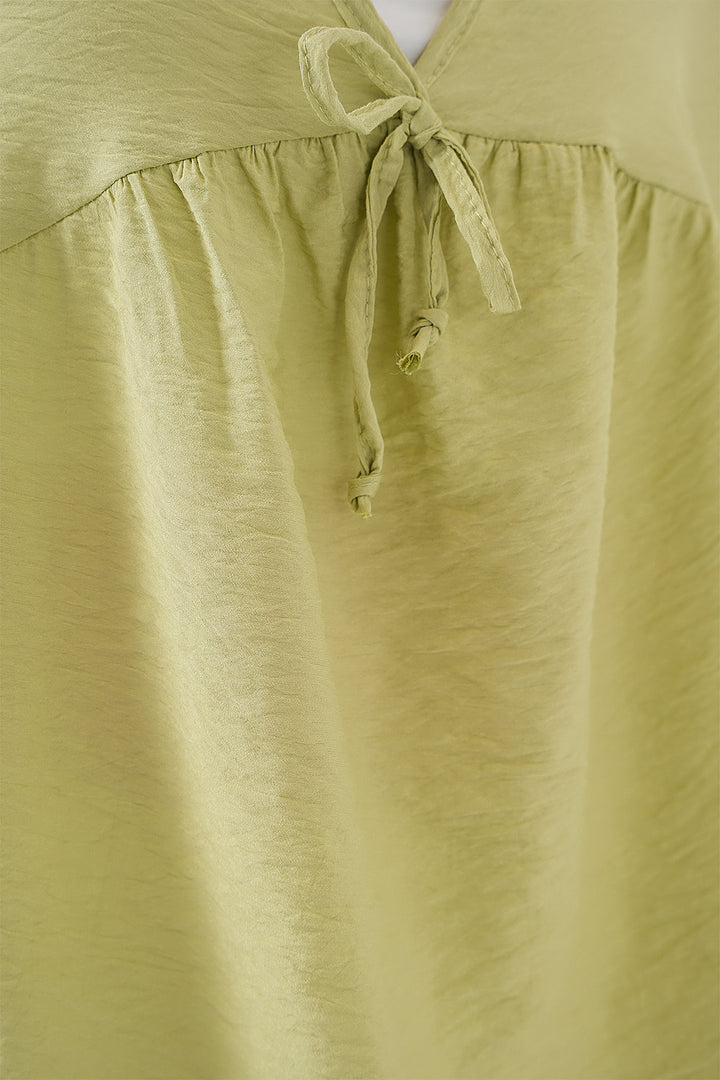 Bigdart Blouse à manches courtes à lacets pour femmes 962 - Vert d'eau