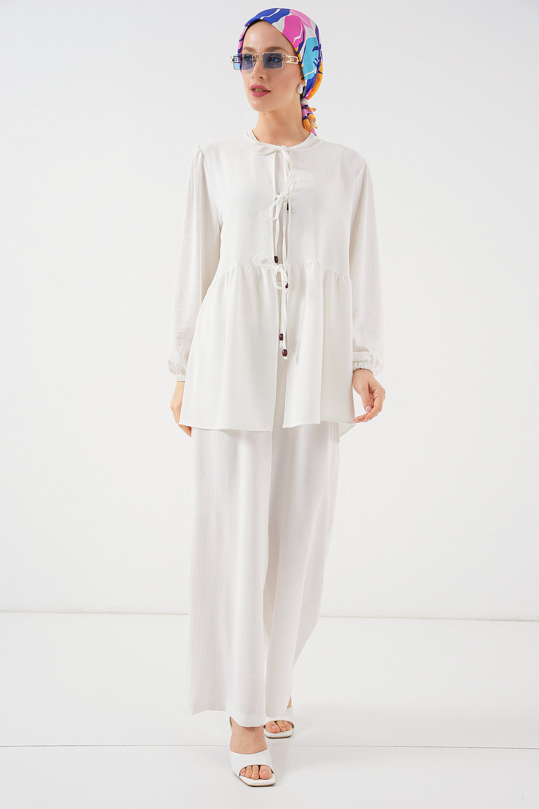 Bigdart Ensemble tunique pantalon à lacets pour femme 6744 - Blanc
