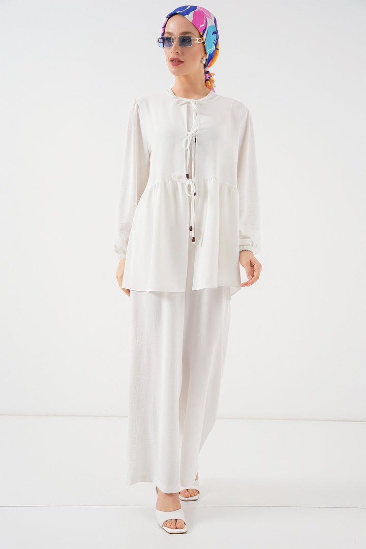 Bigdart Ensemble tunique pantalon à lacets pour femme 6744 - Blanc