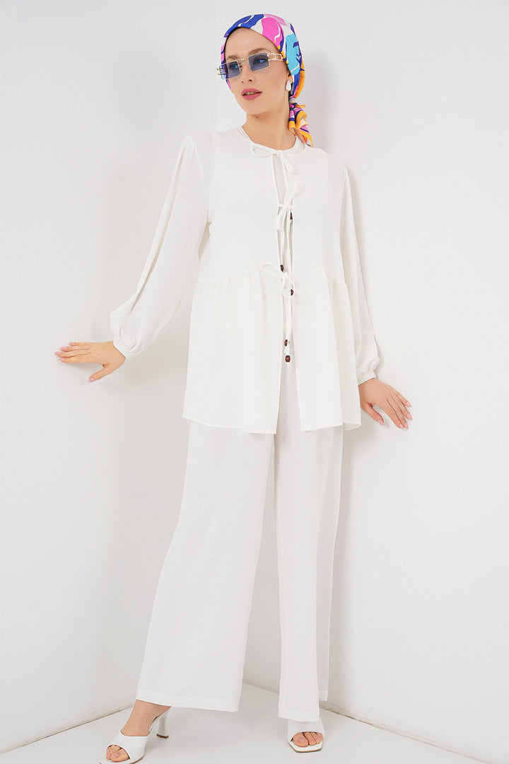 Bigdart Ensemble tunique pantalon à lacets pour femme 6744 - Blanc