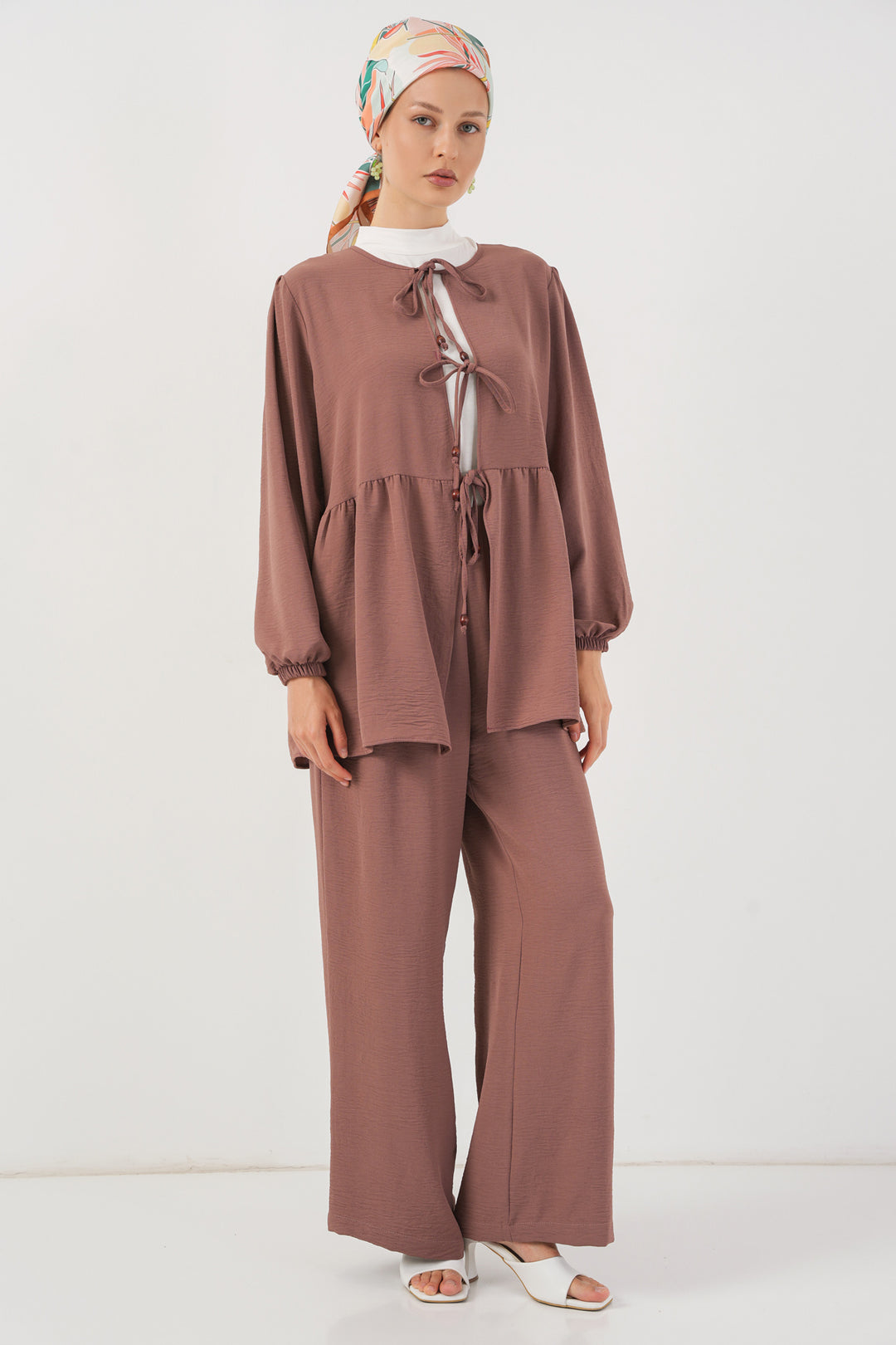 Bigdart Ensemble Tunique Pantalon à Lacets Femme 6744 - Rose Poudré