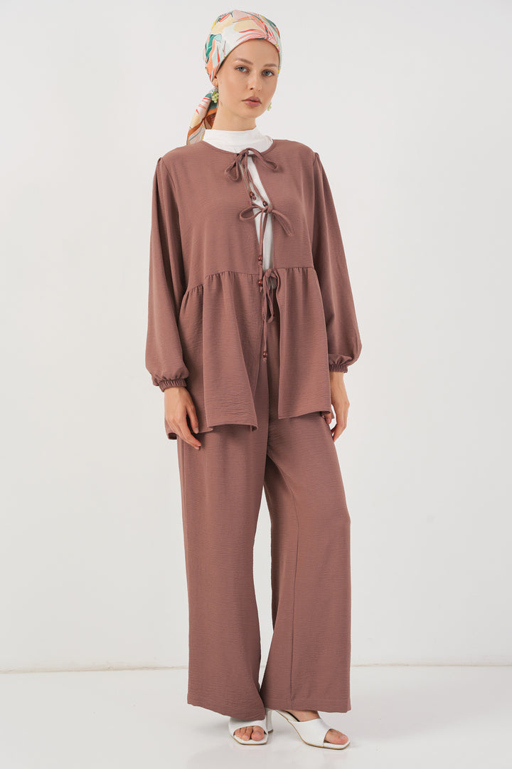 Bigdart Ensemble Tunique Pantalon à Lacets Femme 6744 - Rose Poudré