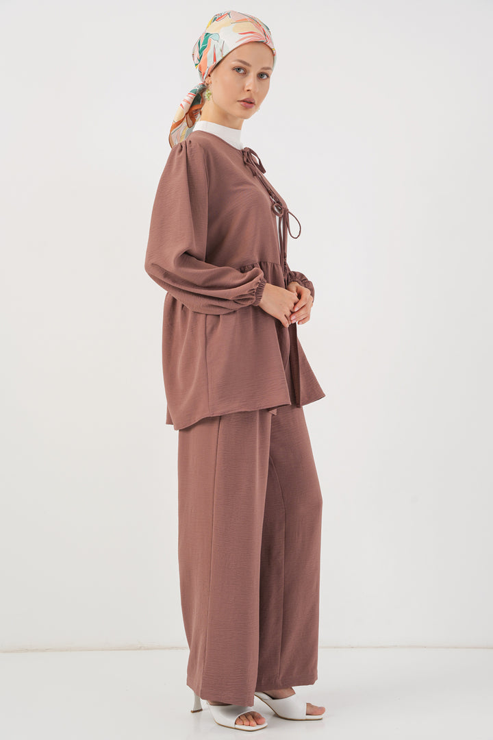 Bigdart Ensemble Tunique Pantalon à Lacets Femme 6744 - Rose Poudré