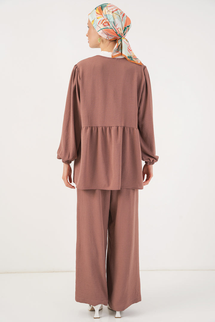 Bigdart Ensemble Tunique Pantalon à Lacets Femme 6744 - Rose Poudré