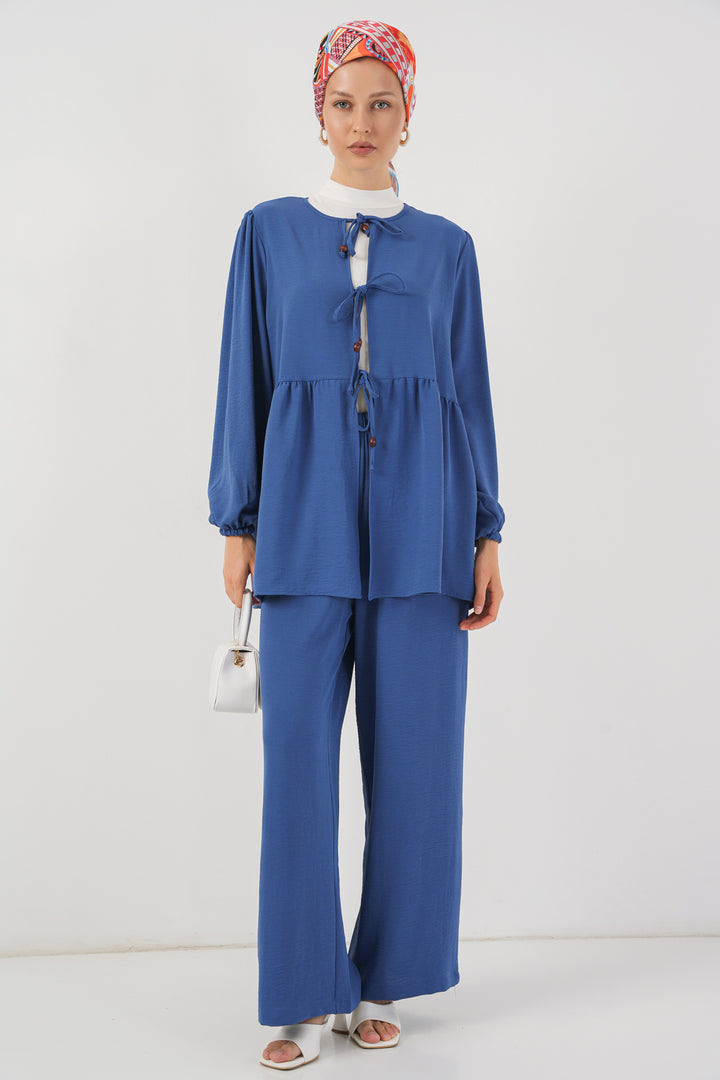 Bigdart Ensemble Tunique Pantalon à Lacets Femme 6744 - Indigo