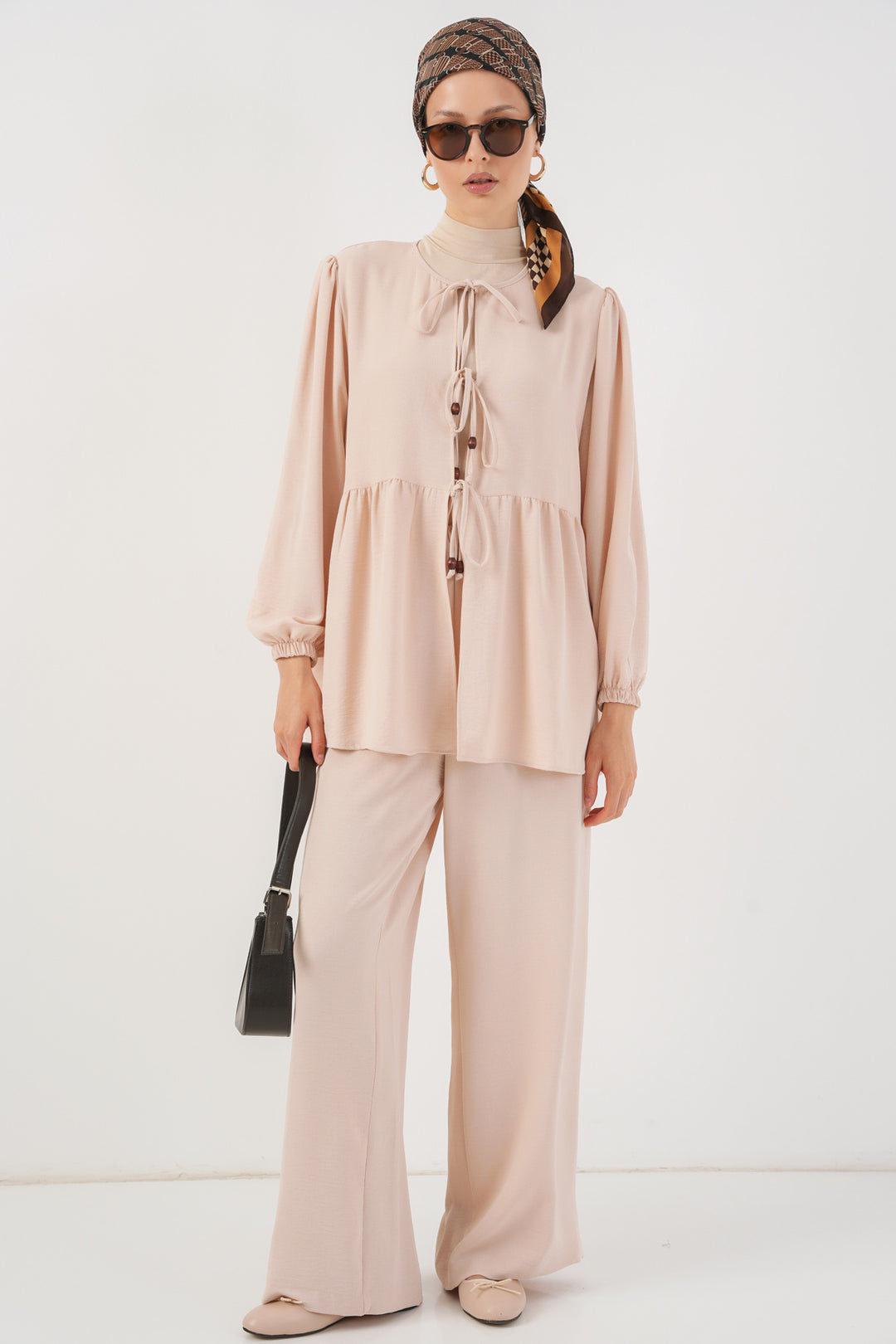 Bigdart Ensemble Tunique Pantalon à Lacets Femme 6744 - Crème