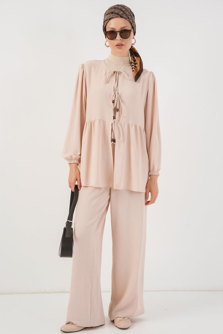 Bigdart Ensemble Tunique Pantalon à Lacets Femme 6744 - Crème