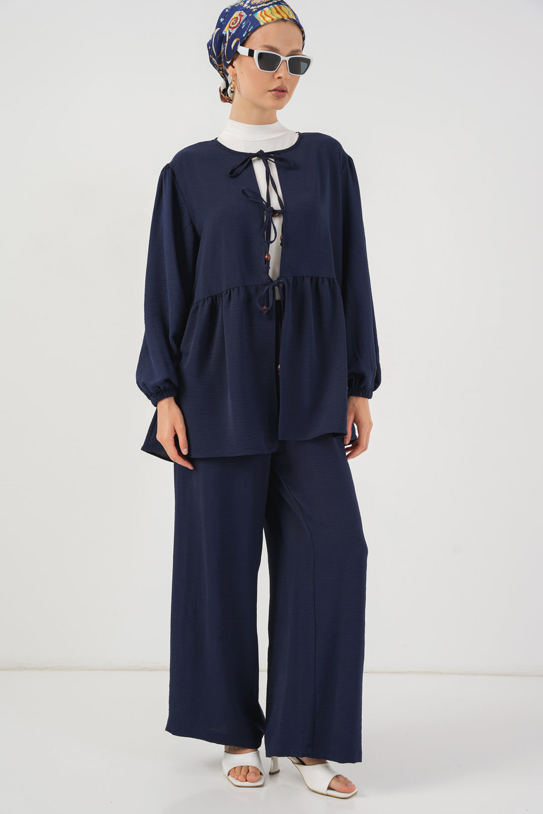 Bigdart Ensemble Tunique Pantalon à Lacets Femme 6744 - Bleu marine