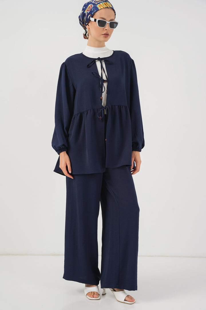 Bigdart Ensemble Tunique Pantalon à Lacets Femme 6744 - Bleu marine