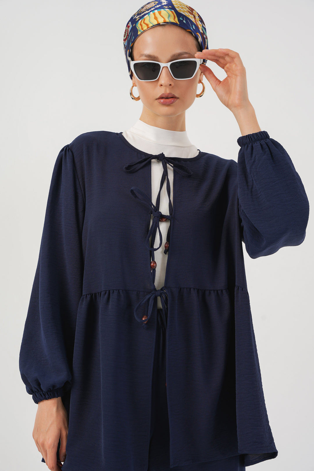 Bigdart Ensemble Tunique Pantalon à Lacets Femme 6744 - Bleu marine