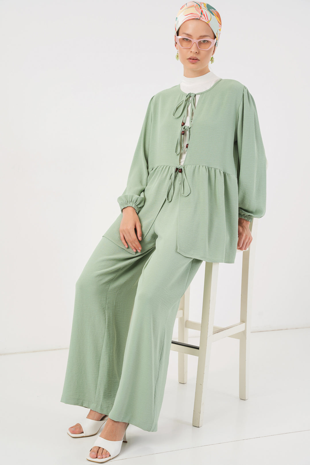 Bigdart Ensemble Tunique Pantalon à Lacets Femme 6744 - Menthe