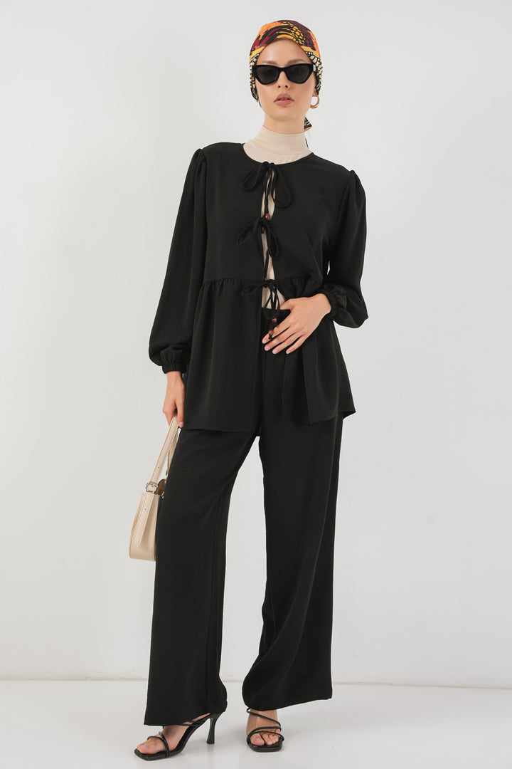 Bigdart Ensemble Tunique Pantalon à Lacets Femme 6744 - Noir
