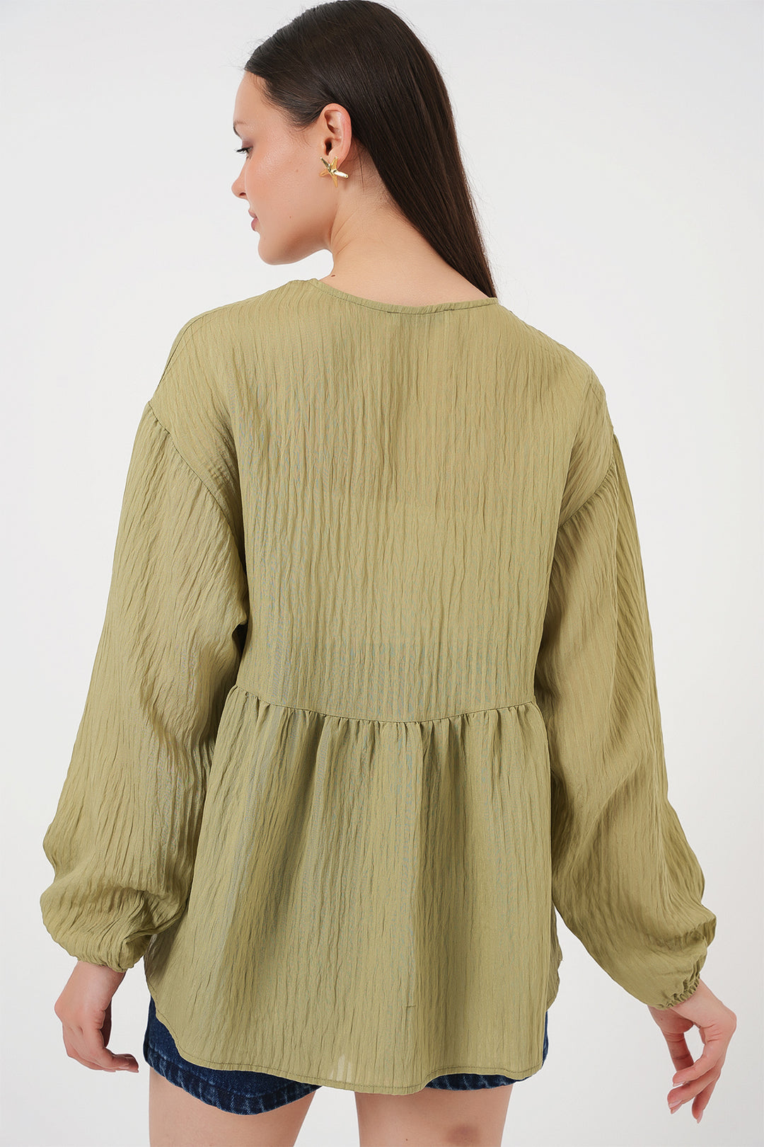 Bigdart Blouse à Manches Longues à Lacets pour Femme 946 - çağla