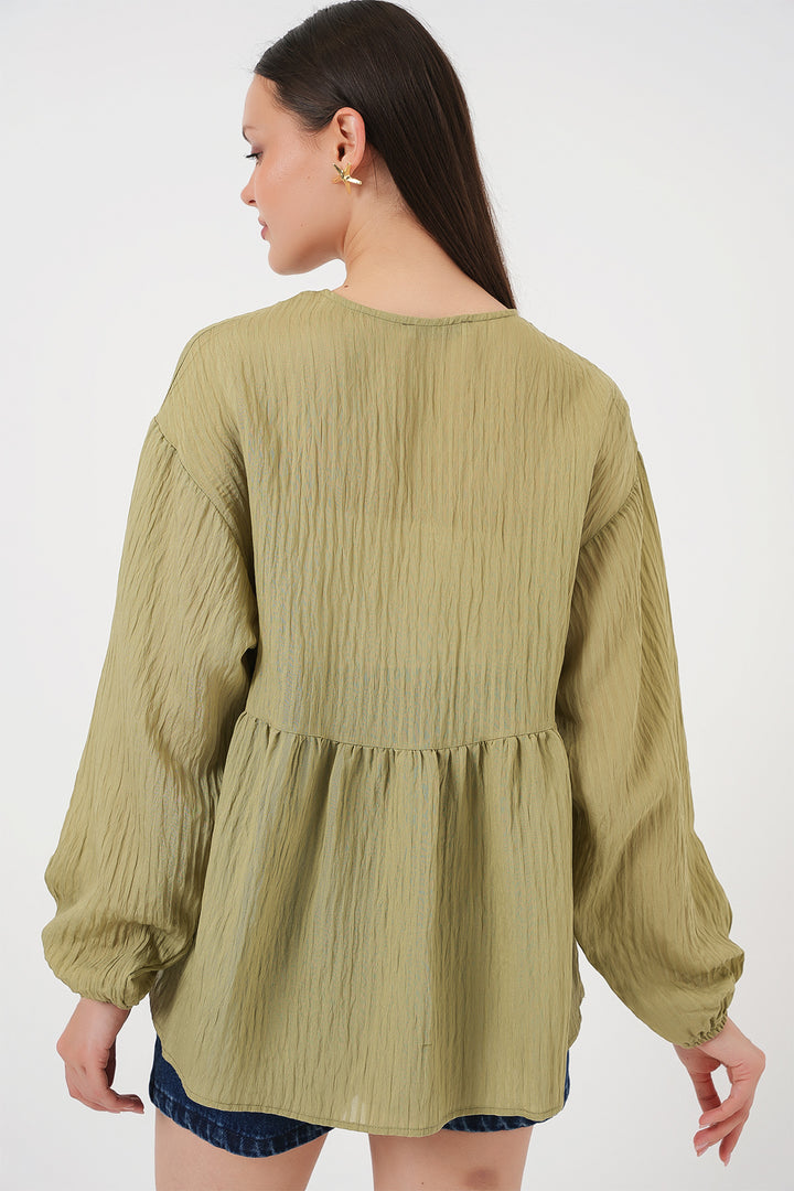 Bigdart Blouse à Manches Longues à Lacets pour Femme 946 - çağla