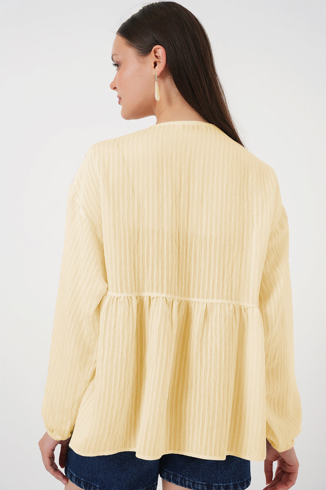 Bigdart Femme Blouse à Manches Longues à Lacets 946 - Jaune