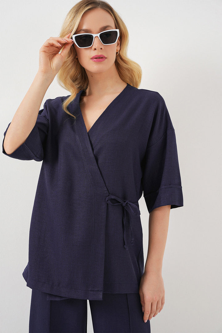 Bigdart Ensemble top et bas noué à l'avant femme 6745 - Bleu marine