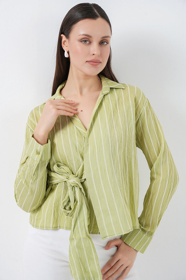 Bigdart Chemise Rayée Femme à Nouer 20362 - e.Vert