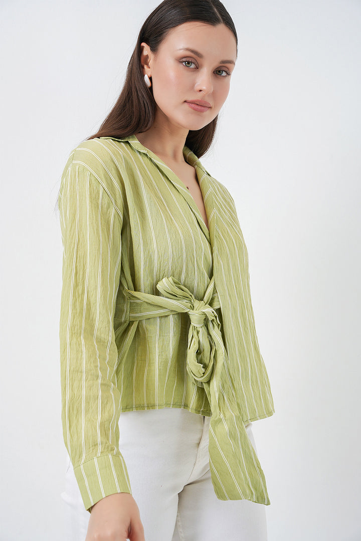 Bigdart Chemise Rayée Femme à Nouer 20362 - e.Vert