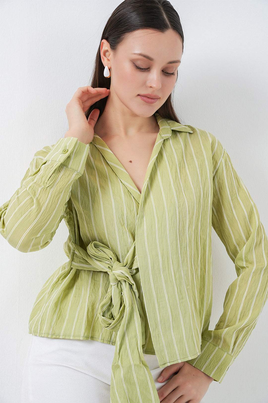 Bigdart Chemise Rayée Femme à Nouer 20362 - e.Vert