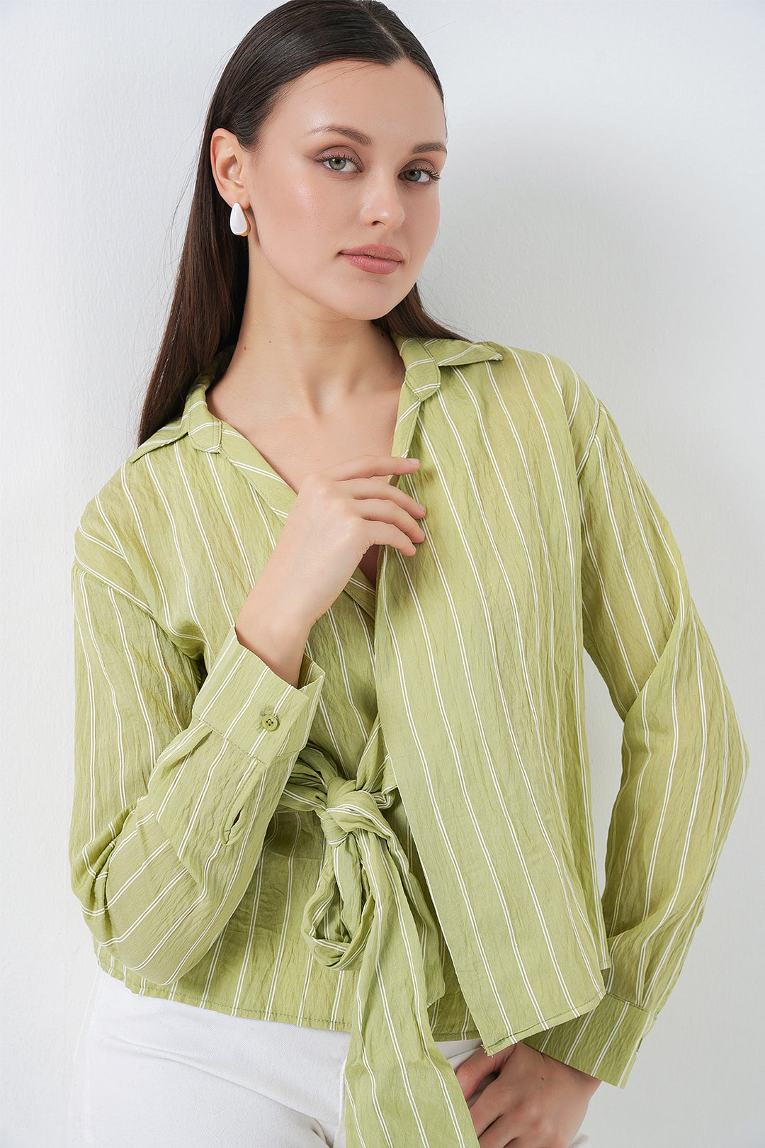 Bigdart Chemise Rayée Femme à Nouer 20362 - e.Vert