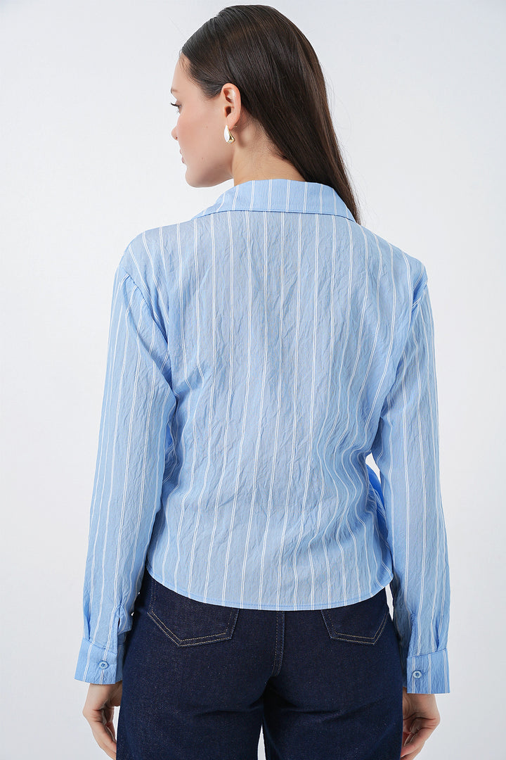 Bigdart Chemise rayée à nouer devant femme 20362 - Bleu