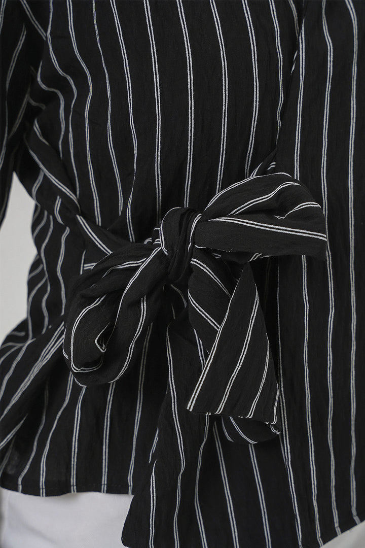 Bigdart Chemise rayée à nouer devant femme 20362 - Noir
