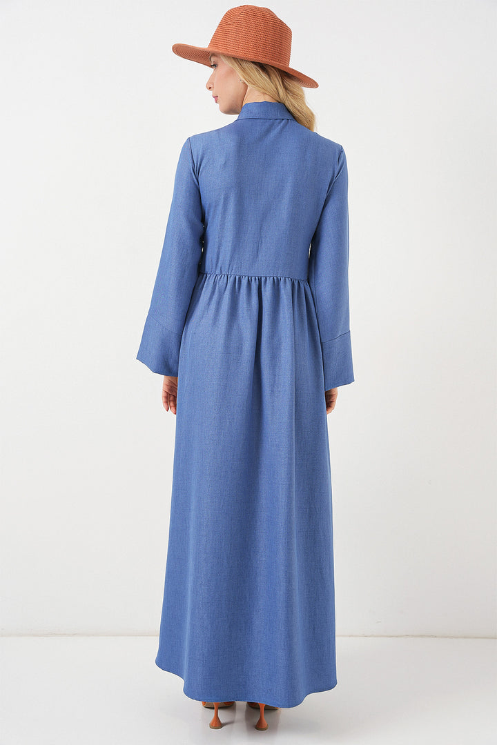 Bigdart Robe en Lin à Nouer devant Femme 2574 - Indigo