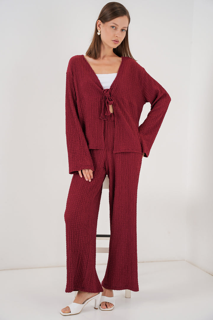 Bigdart Ensemble blouse en tricot et pantalon pour femme 30052 - Bordeaux