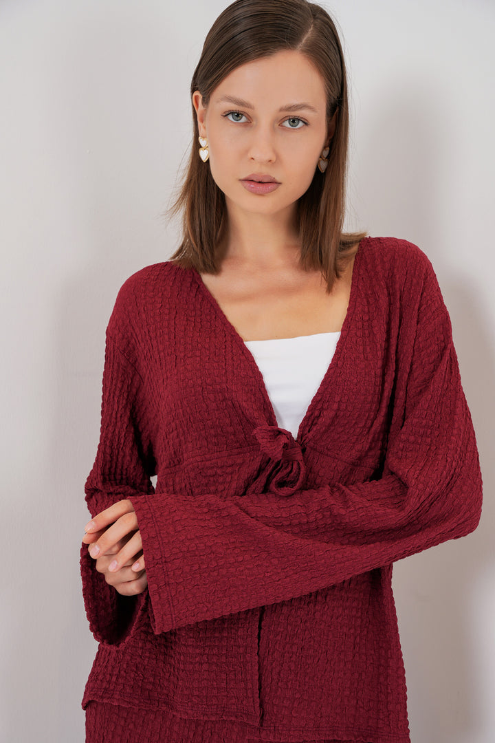 Bigdart Ensemble blouse en tricot et pantalon pour femme 30052 - Bordeaux