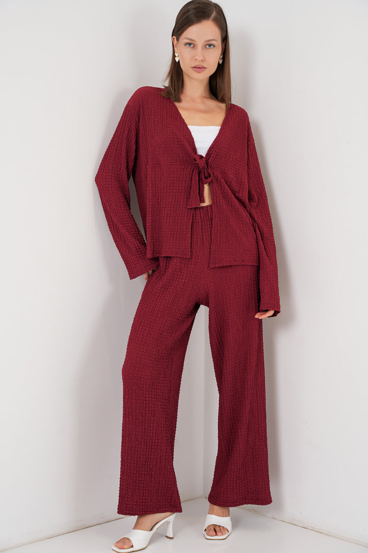 Bigdart Ensemble blouse en tricot et pantalon pour femme 30052 - Bordeaux