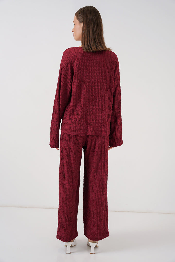 Bigdart Ensemble blouse en tricot et pantalon pour femme 30052 - Bordeaux