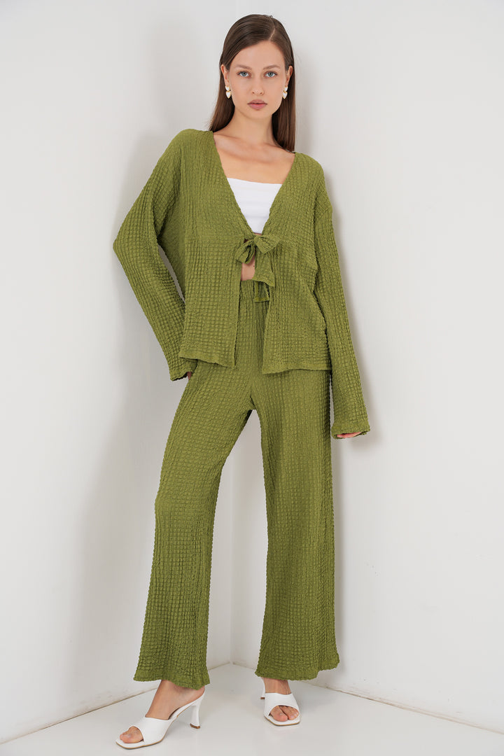 Bigdart Ensemble Tunique Pantalon en Tricot Femme 30052 - e.Vert